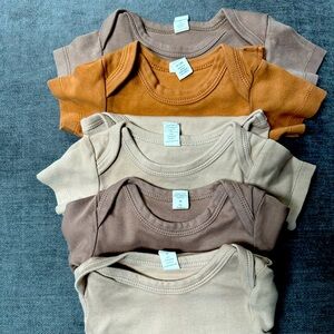 Colored Organics Onesies - Neutral Colors, 0-3m - 5 pack